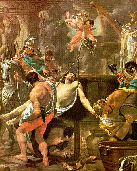 Brun, Charles Le The Martyrdom of St. John the Evangelist at the Porta Latina oil painting picture